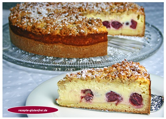 Kirsch - Quarkkuchen mit Mandelstreusel - Tanja`s glutenfreies Kochbuch