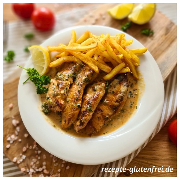 Schnitzelstreifen in Parmesan-Rahmsauce